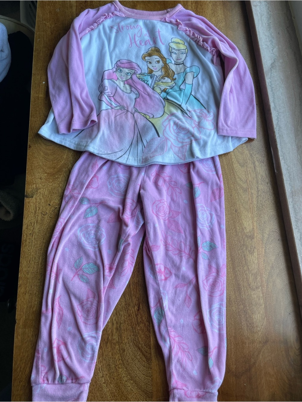 Girls Pink & White Princess Pajama Set - Long Sleeve Top & Pants